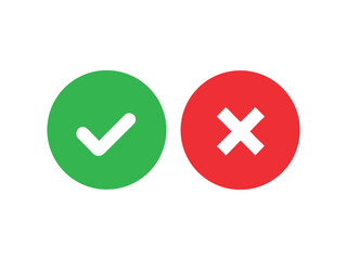 Obraz premium Check mark and cross icon set isolated on white background 