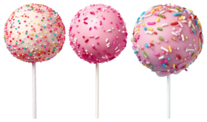 PNG Colorful cake pops with sprinkles, element set on transparent background