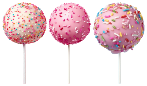 PNG Colorful cake pops with sprinkles, element set on transparent background
