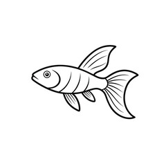 Guppy fish Line art on white background