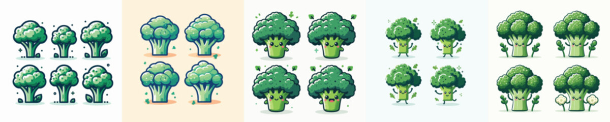 vector set of broccoli vegetables