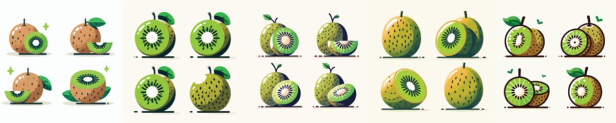 kiwi fruit vector set