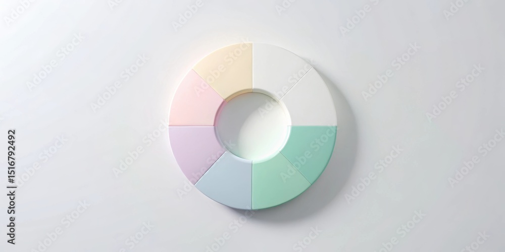 Poster pastel circular segments arranged in a ring on a white background for design inspiration