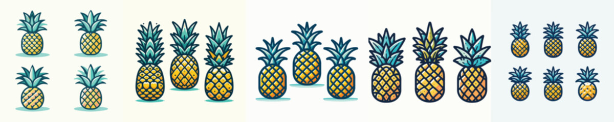 vector set of pineapple fruit