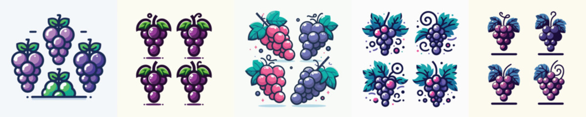 vector set of grapes