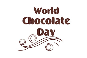World Chocolate Day or International Chocolate Day, vector illustration, template for logo design, typography poster, greeting card, postcard, banner, flyer, sticker, t-shirt