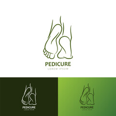 Female feet icon, logo sign design. Vector women's leg illustration. Pedicure, spa massage and cosmetics label concept