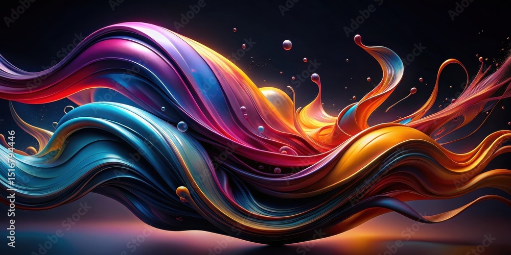 Poster abstract colorful swirling paint in motion, a dynamic visual representation of fluid energy and arti