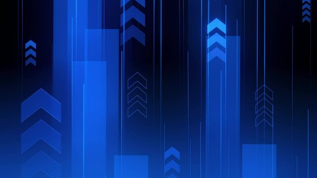 Abstract blue digital background arrow growth animation. Rising vertical lines flow motion. Business finance technology success progress trend presentation.