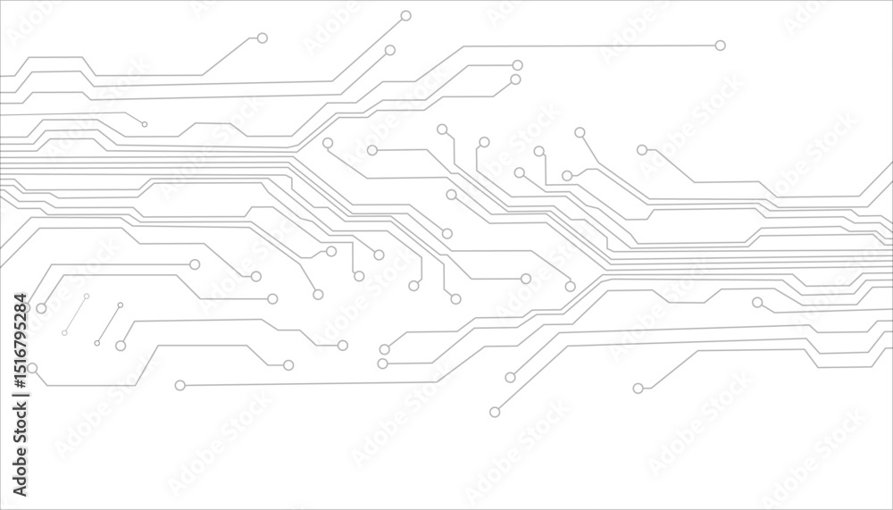 Poster abstract grey circuit line technology pattern on white background, futuristic vector illustration of