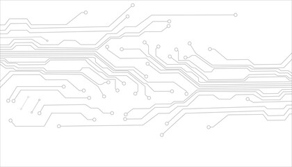 Abstract grey circuit line technology pattern on white background, futuristic vector illustration of digital circuitry design for tech backgrounds and 