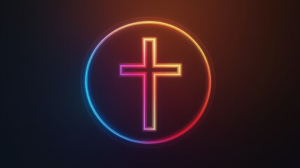 Fototapeta premium A clean icon of a cross within a thin circular border
