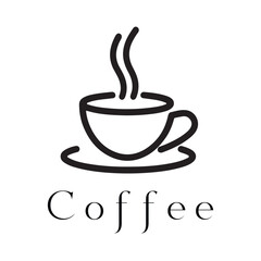 Obraz premium Minimal Coffee Logo Design – Silhouette Style Vector for Café Branding 