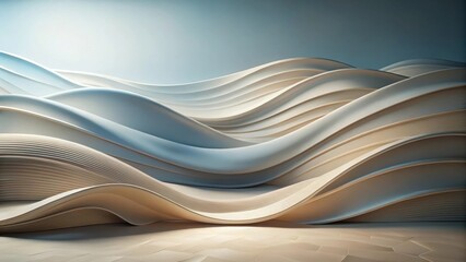 Abstract Curving Architectural Design with Smooth, Flowing Lines and Subtle Light and Shadow Effects