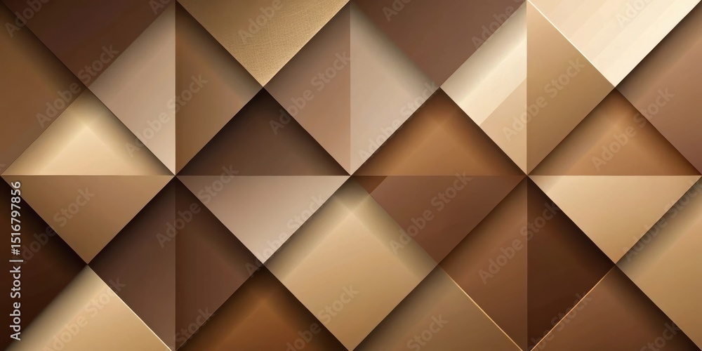 Poster abstract brown and beige geometric pattern background with shadow effects and subtle texture