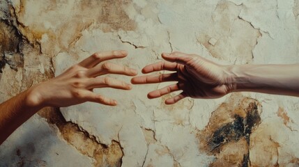 Two hands reaching towards each other but not quite touching, evoking longing, connection, and the hope of reunion
