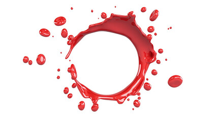 Red liquid splash isolated on transparent background.