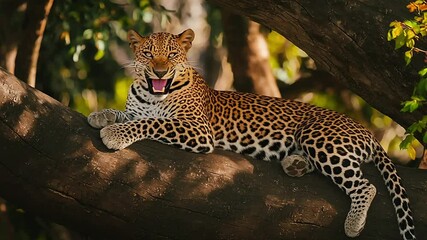leopard resting on the tree - Powered by Adobe