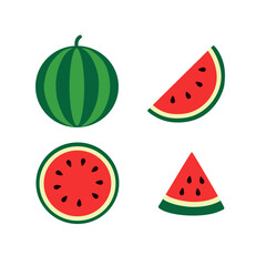 A vibrant and juicy set of watermelons in a cheerful summer style.