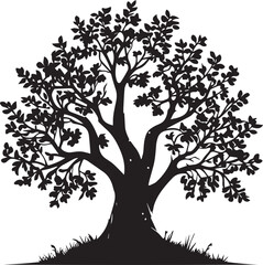 Fantasy tree silhouette vector tree with leaves