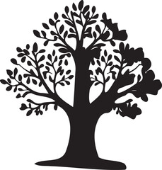 Fantasy tree silhouette vector tree with leaves