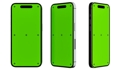 Green screen smartphone mockup in 3D rendering..