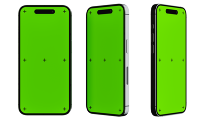 Green screen smartphone mockup in 3D rendering..