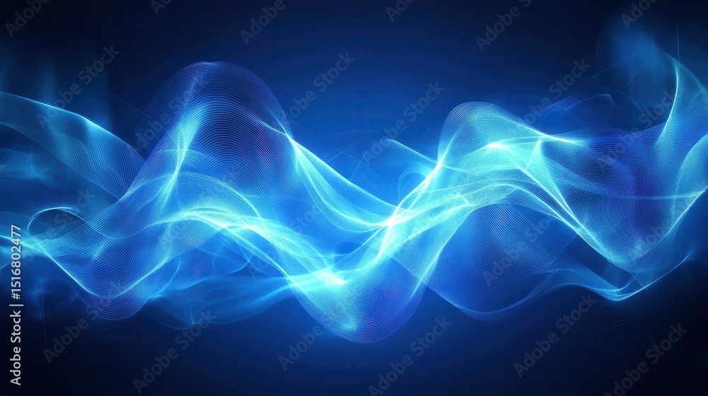 Poster abstract line waves, digital waves, business graph waves and technology graph, abstract blue technol