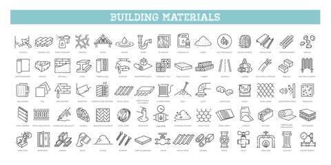 Building materials icons