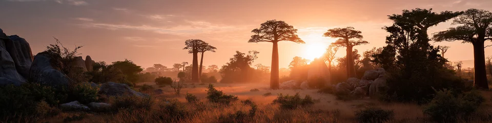  Majestic baobab trees at sunset in african savannah landscape © Andrii Zastrozhnov