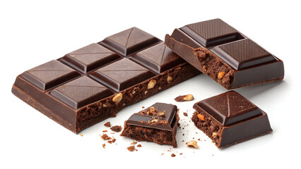 “Set of broken chocolate pieces isolated for dessert visuals, recipe design, and modern food promotions.”