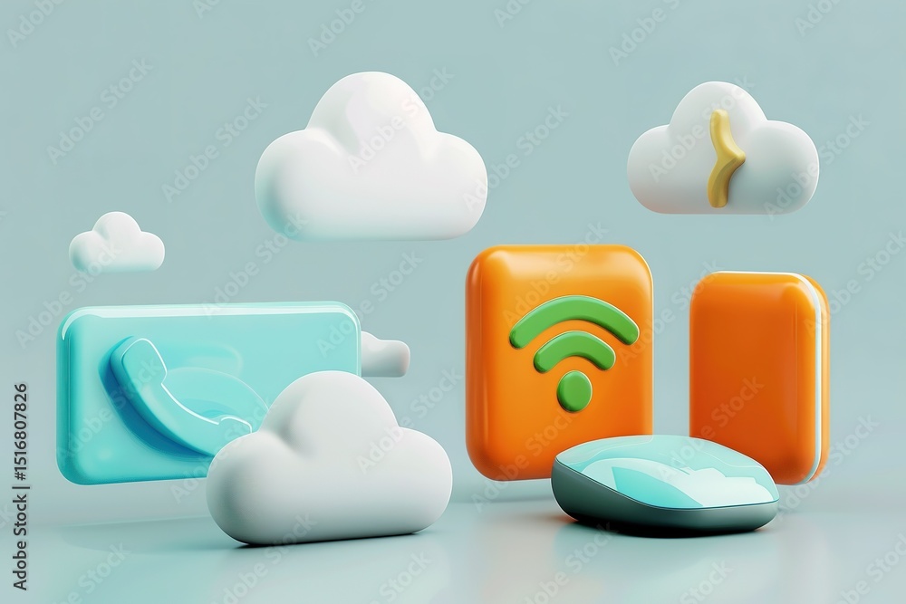 Poster cloud computing concept with modern gadgets technology for business and personal use