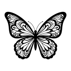 Floral ornamental butterfly silhouette – elegant decorative insect vector for laser cut, print, or craft