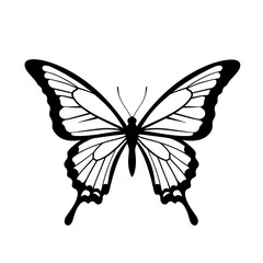 Realistic black butterfly silhouette with tails – vector insect clipart