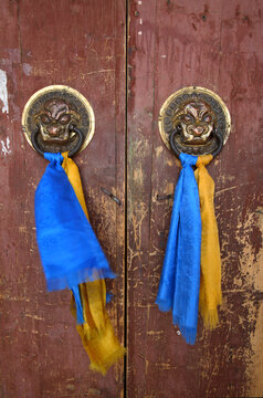 Decoration of an entrance door in Erdene Zuu monastery, Karakorum, Mongolia