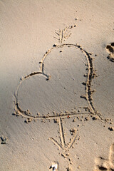 Heart drawn on the beach