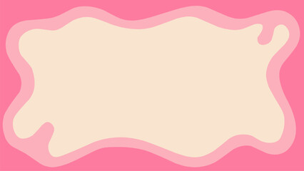 Minimal abstract background with soft pastel colors, cream center, and organic wavy pink border. Cute flat design with copy space, fluid melted edges, perfect for modern branding or design.