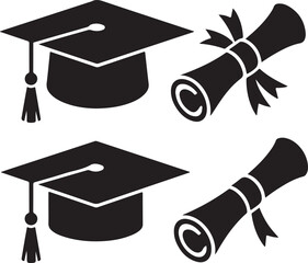 graduation cap and diploma