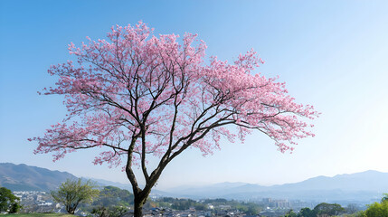 Pink Blossoms On Tree Against Blue Sky