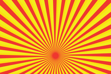 Retro Sunburst Background  Red and Yellow Comic Style Burst Rays for Pop Art, Poster, Sale Banner, Manga, Vintage Design.