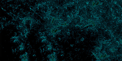 Scattered dark blue heavy grunge texture on black background. Abstract fractal art background motion Fantastic outer view for web design. Aquamarine and teal abstract glowing space stars galaxy painti