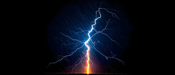 Powerful Lightning Bolt In Dark Night Sky