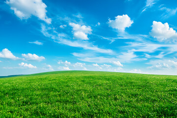 Fototapeta premium World Environment Day concept: Green mountains and beautiful sky clouds under the blue sky