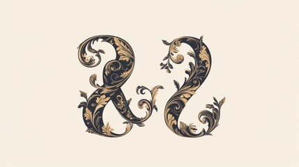 Obraz premium Elegant and stylish custom ampersands for print template, invitation or greeting card. Vector illustration illustration , no logos, no brands