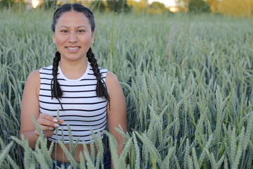 A Hispanic woman in the fields 