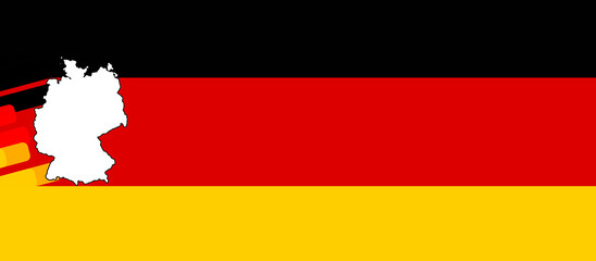 creative abstract simplified shape of the map of Germany on black red yellow as golden background, german background style