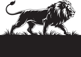 lion silhouette icon, side view. symbol of courage, bravery and power