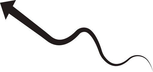 Arrow icon. Hand drawn black line doodle arrow, curve arrow vector. Sketch curved dashed arrows design isolated on transparent background. Direction shape for web and app.