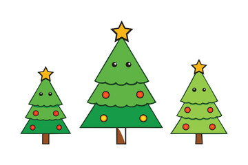 Set of Christmas Tree Vector Art Designs for Festive Holiday 