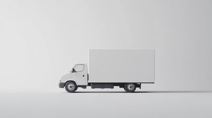 White food truck mockup side view on isolated background
